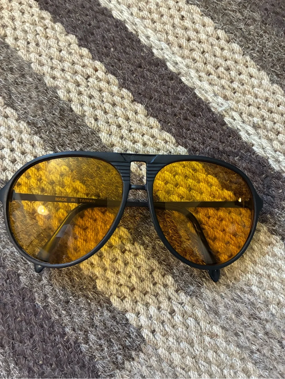 Vintage AmberVision Night Drive Sunglasses Aviator 80s 90s As Seen On TV Taiwan